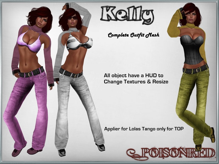 PoisonRed-Kelly Rigged Mesh " Complete Outfit " Lolas Applier
