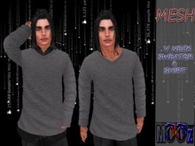 .:MooZ:. Clark Mesh V Neck Sweater & Shirt  D. Grey Black
