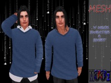 .:MooZ:. Clark Mesh V Neck Sweater & Shirt Blue