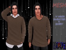 .:MooZ:. Clark Mesh V Neck Sweater & Shirt Brown