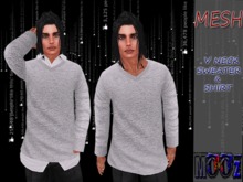 .:MooZ:. Clark Mesh V Neck Sweater & Shirt Grey