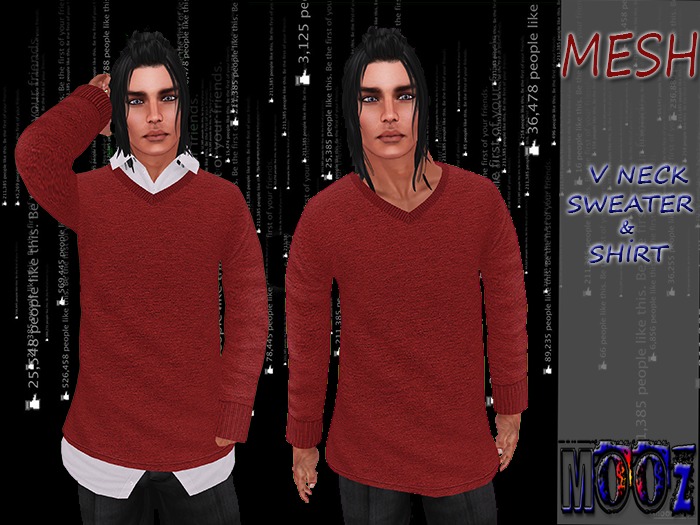 .:MooZ:. Clark Mesh V Neck Sweater & Shirt Red