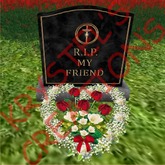 GR19 RIP My Friend Red Roses Heart Headstone Wreath (Rezz Me)