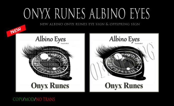 ALBINO ONYX RUNES EYE & OFFSPRING SIGNS
