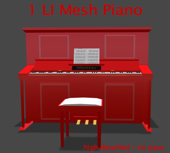Upright Piano Red
