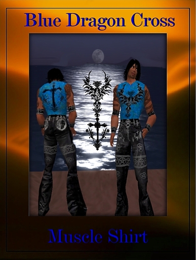 Dragon Cross Muscle Shirt Blue