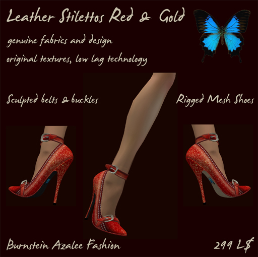 Leather Stilettos B - Red & Gold