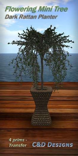 C&D Designs - Flower Mini Tree - Dark Rattan Planter