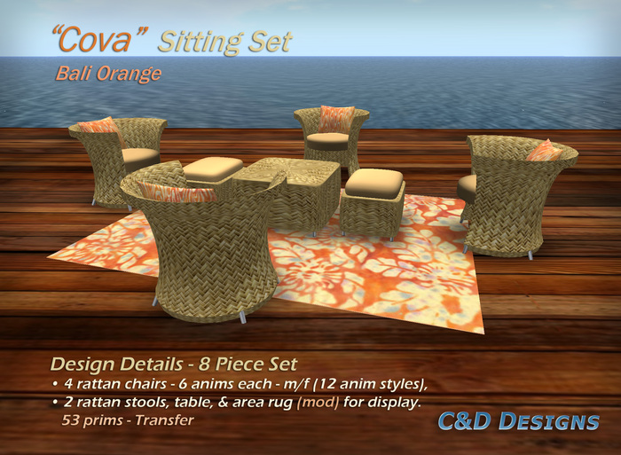C&D Pkg - "Cova" Sitting Set - Ocean Blue Koi