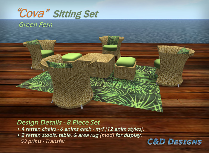 C&D Designs - "Cova" Sitting Set - Green Fern 