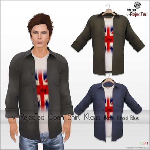 *v-R* Mesh Men's Open Shirt  Klaus 3Color