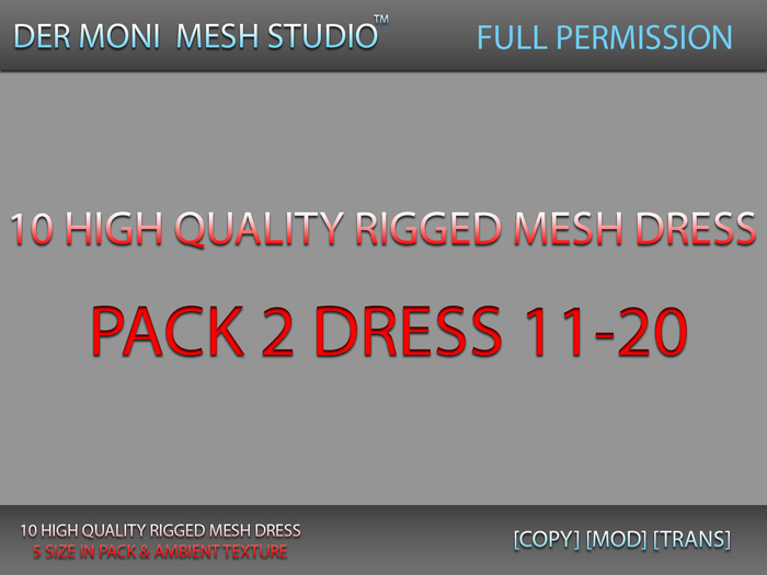 DER MONI FULL PERMISSION 10 HIGH QUALITY RIGGED DRESS PACK 2