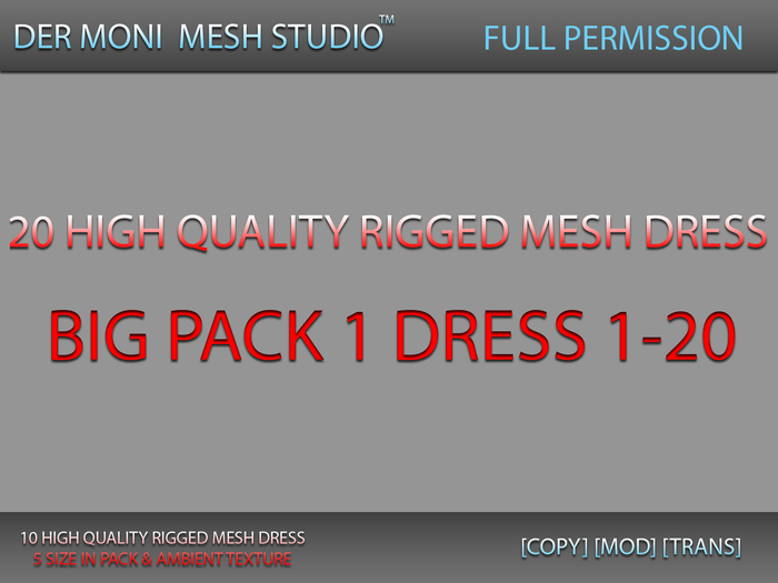DER MONI FULL PERMISSION 20 HIGH QUALITY RIGGED DRESS PACK 1