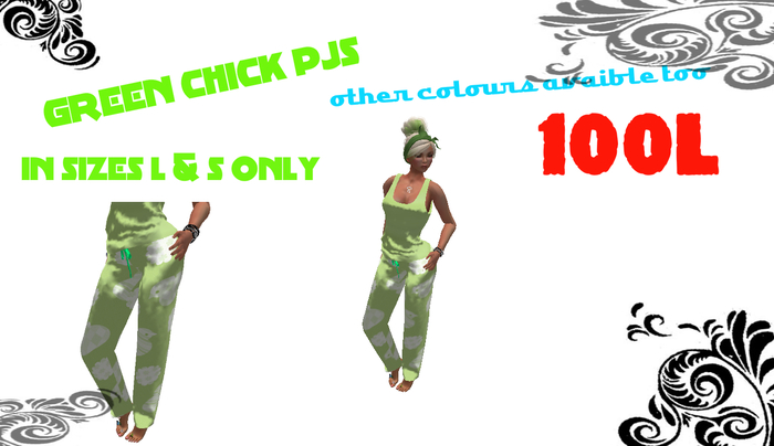 chick pjs green(boxed) MESH 