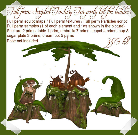 Full Perm scripted Fantasy Tea Party kit for builders