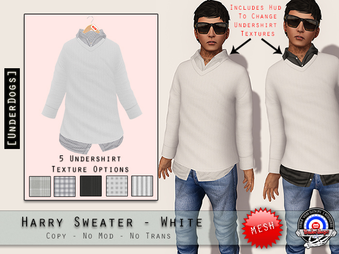 [UnderDogs] - Harry sweater - White - Mesh - Color Change Hud
