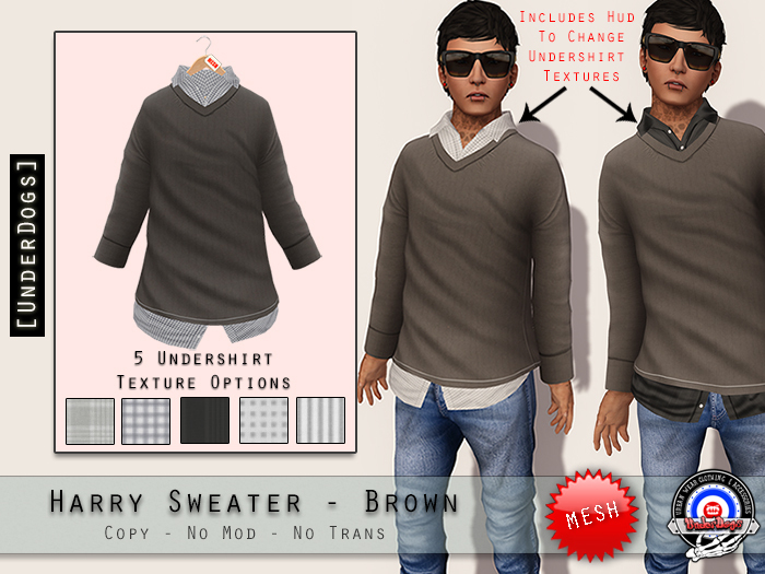 [UnderDogs] - Harry sweater - Brown - Mesh - Color Change Hud