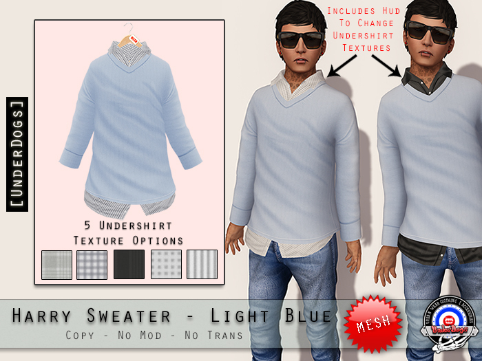 [UnderDogs] - Harry sweater - Light Blue - Mesh - Color Change Hud
