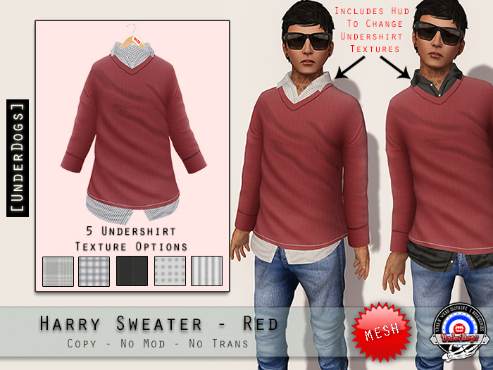 [UnderDogs] - Harry sweater - Red - Mesh - Color Change Hud