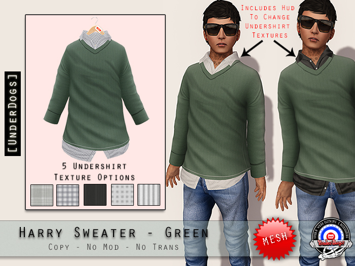 [UnderDogs] - Harry sweater - Green - Mesh - Color Change Hud