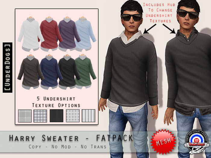 [UnderDogs] - Harry sweater - FATPACK - Mesh - Color Change Hud