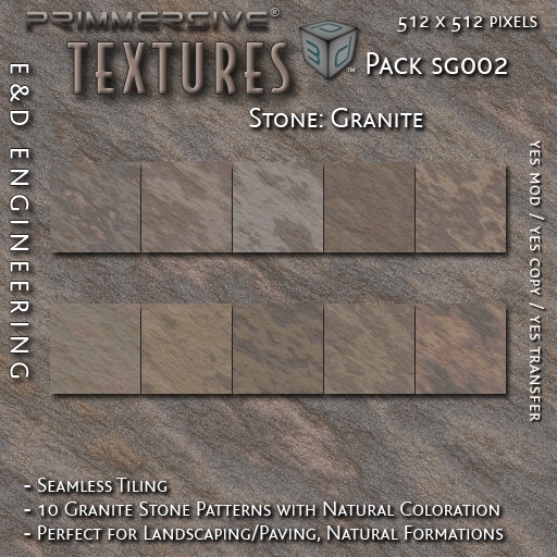 Second Life Marketplace - [SG002] 10 512px Seamless Granite Stone and ...
