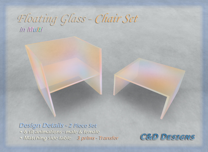 C&D Designs - Floating Glass - Chair Set in Multi