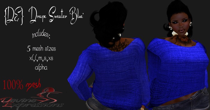 {DE} Drape Sweater*BLUE*
