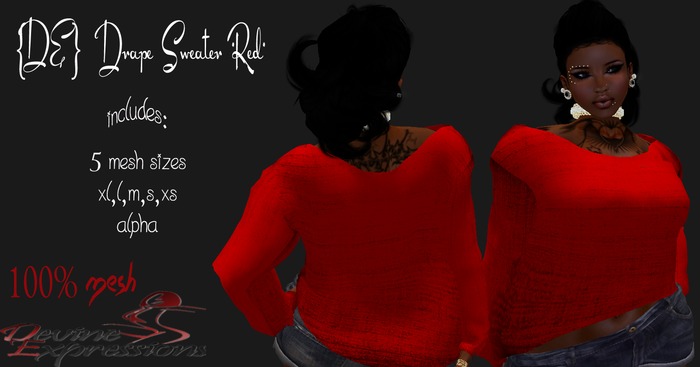 {DE} Drape Sweater*RED*