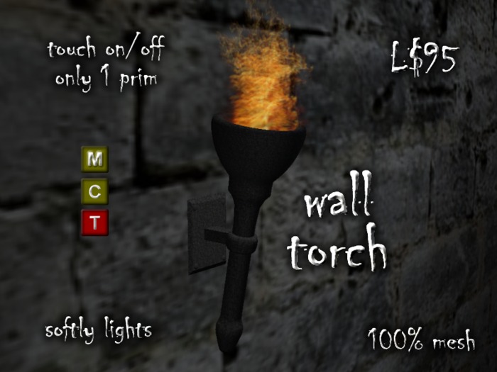 Mounted Wall Torch in only 1 prim! [MESH!]