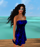 Blue Sequin Mesh Mini Strapless Dress 