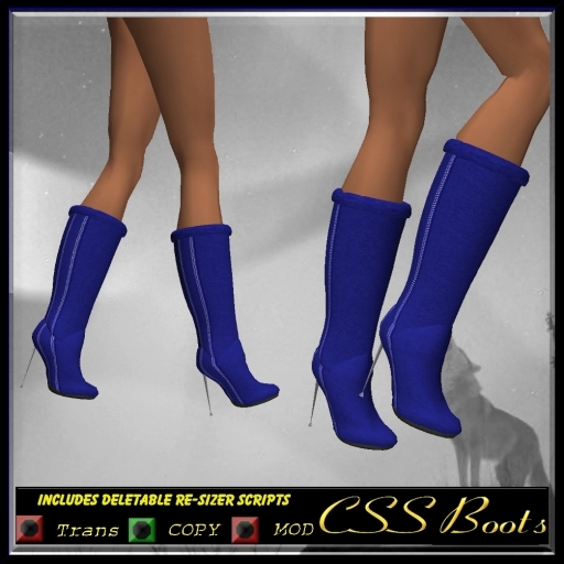 Blue leather Side Stitched Boots :CSSBoots: Sale