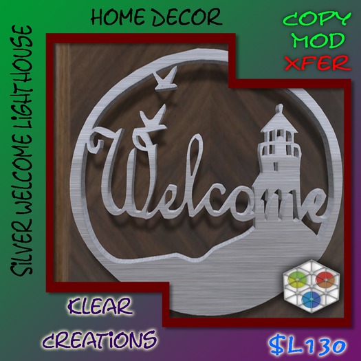 Lighthouse Welcome Silver Sign (mesh)