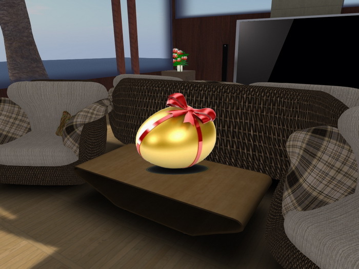 (Pixelwear) Golden Easter Egg with Red Bow Hologram