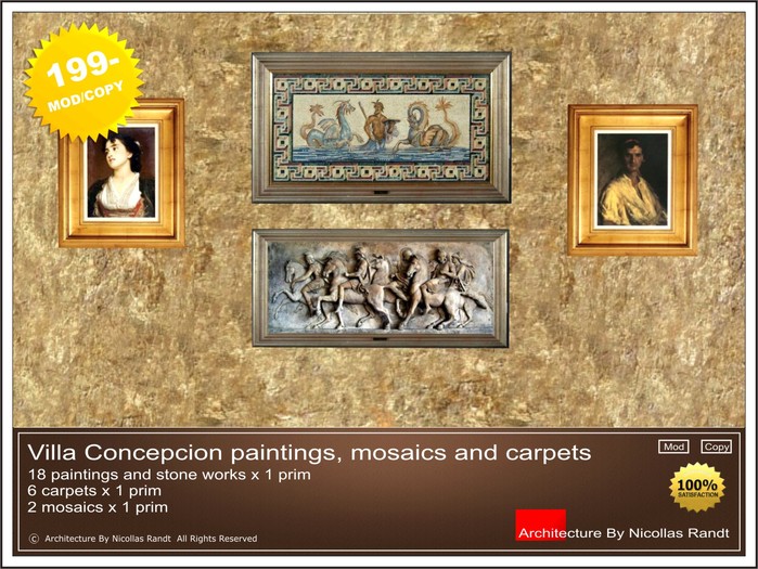 Roman Villa Concepcion paintings carpets and mosaics