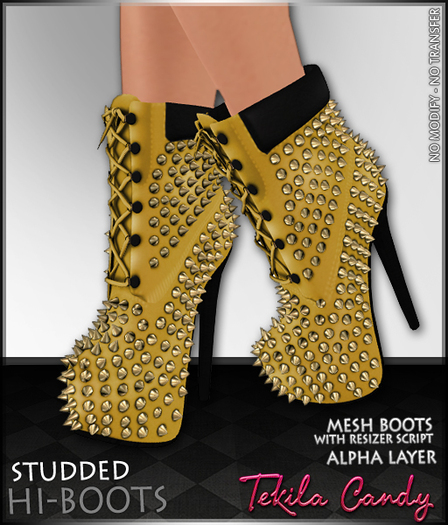 *TC* MESH Studded Hi-Boots - Yellow