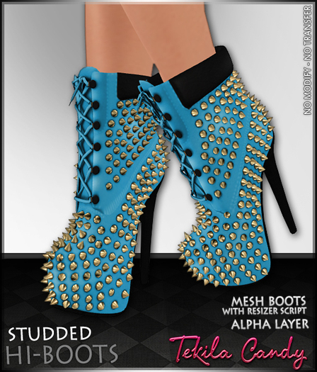 *TC* MESH Studded Hi-Boots - Blue