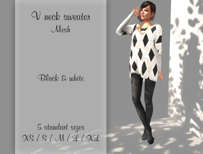 Outspoken - V-neck sweater - white/black