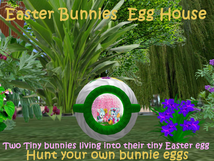 Tiny Easter Bunnies Egg House with bunnies inside