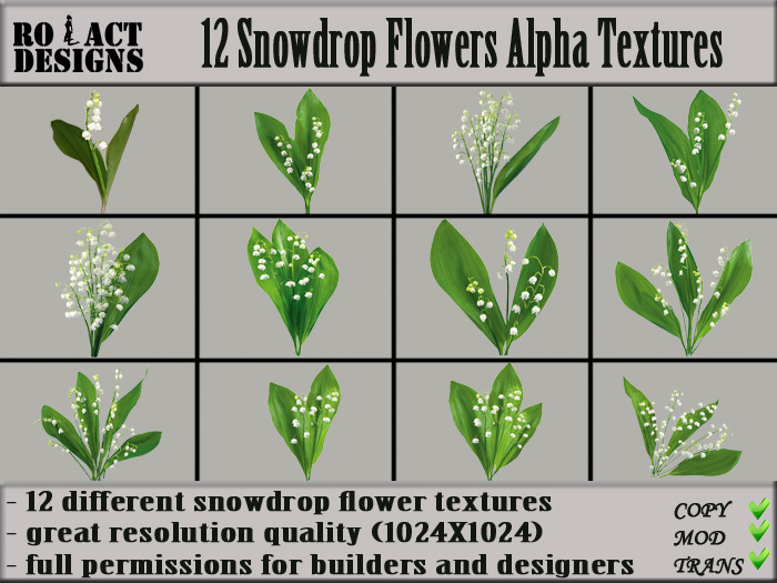 Second Life Marketplace Ro Act Designs 12 Snowdrop Flowers Alpha Textures second-life-marketplace-ro-act-designs-12-snowdrop-flowers-alpha-textures