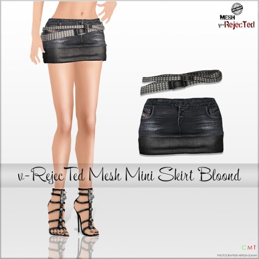 *v-R* - Mesh Jeans skirt Bloond