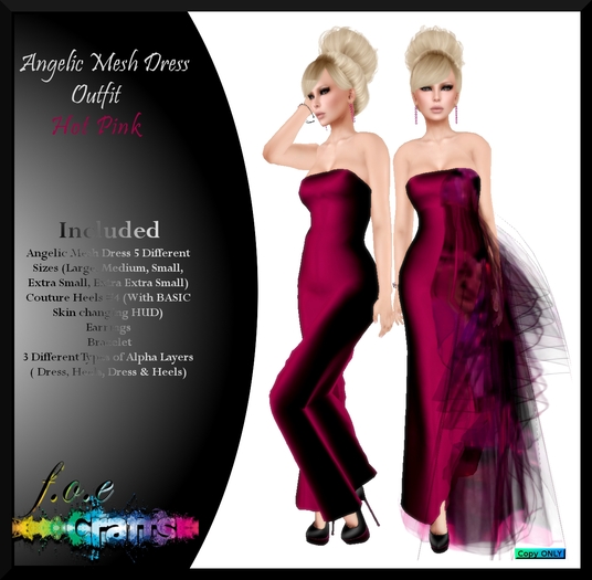 F.O.E. Crafts Angelic Mesh Dress Orange