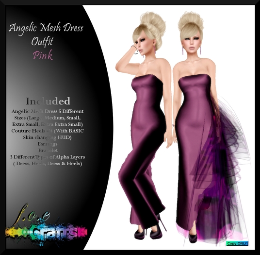 F.O.E. Crafts Angelic Mesh Dress Pink