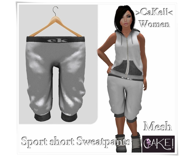 [[>CaKe!!<]]-Sport short Sweatpants  Mesh Female-White
