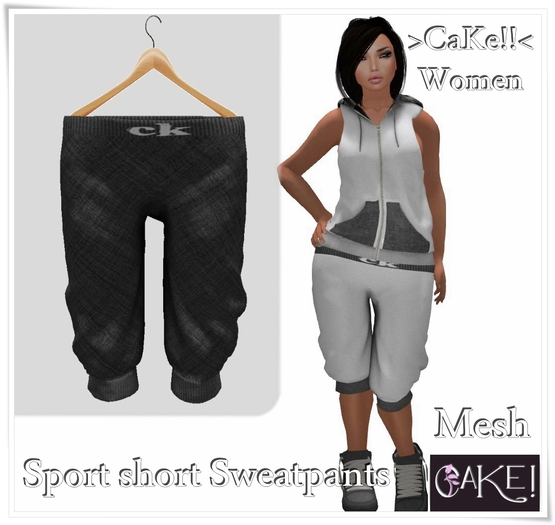 [[>CaKe!!<]]-Sport short Sweatpants  Mesh Female-Black