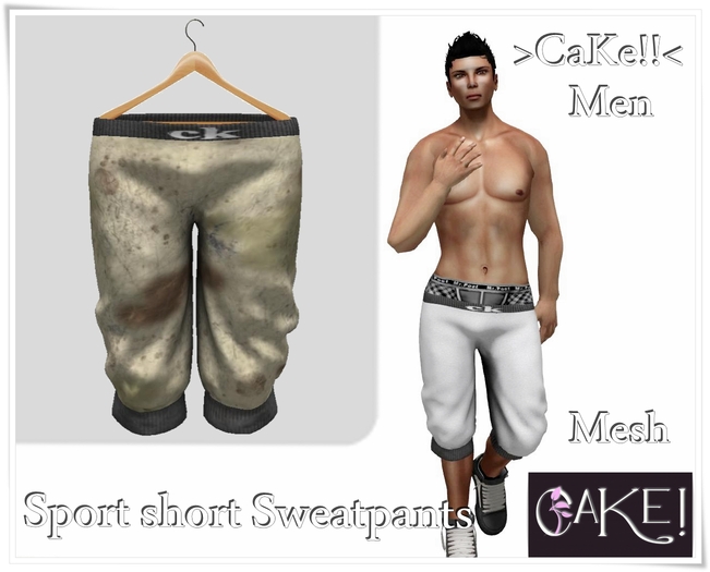 [[>CaKe!!<]]-Sport short Sweatpants  Mesh Male-Camo Beige