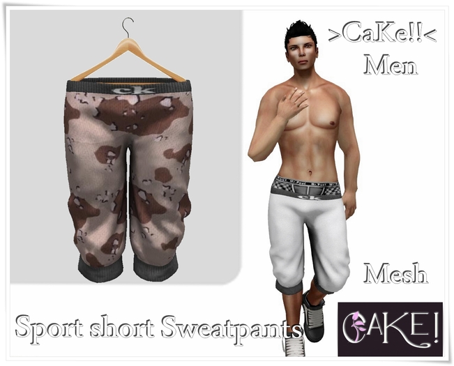 [[>CaKe!!<]]-Sport short Sweatpants  Mesh Male-Camo Arid