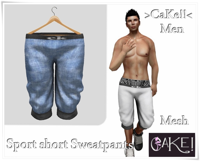 [[>CaKe!!<]]-Sport short Sweatpants  Mesh Male-Blue