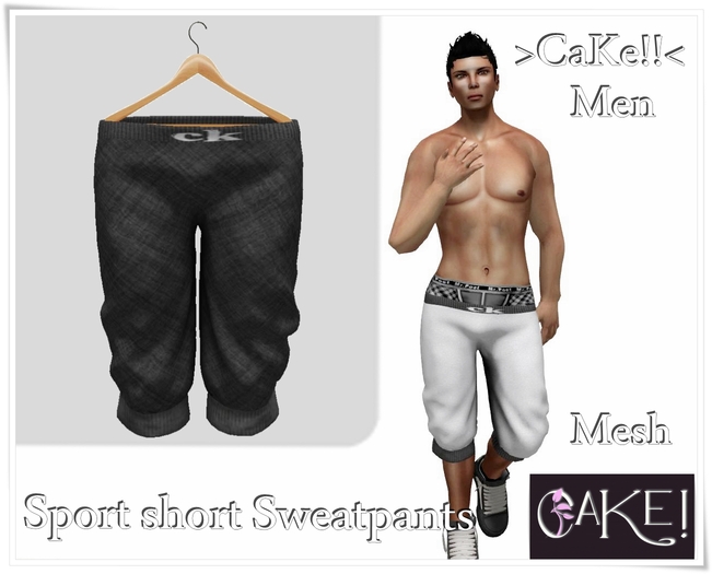 [[>CaKe!!<]]-Sport short Sweatpants  Mesh Male-Black