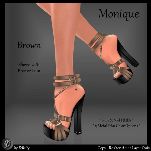 *Felicity* Monique Stilettos - Brown Studded Chunky High Heels Shoes (Sculpted Shoe with 5 Metal Trim Options)